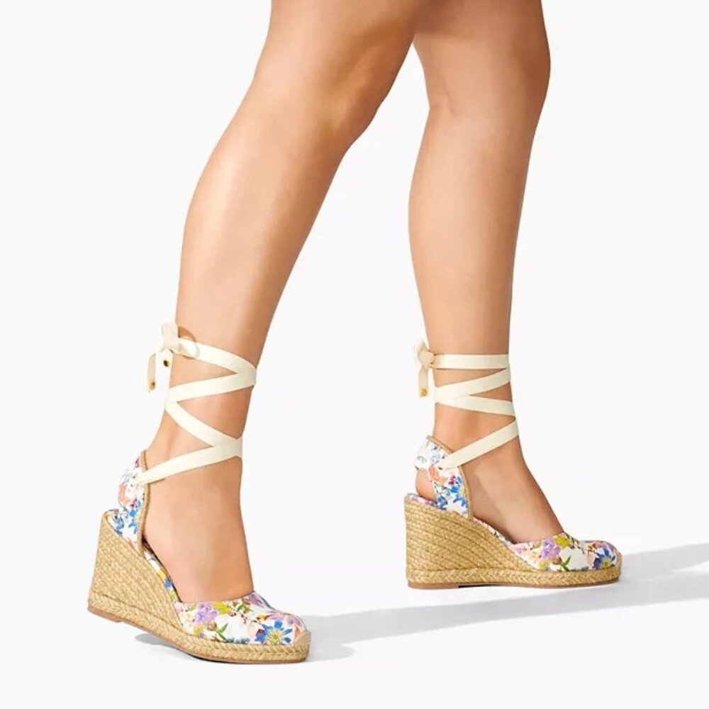 Stuart Weitzman Marguerita Floral Espadrille Wedge Sandals- Size 7